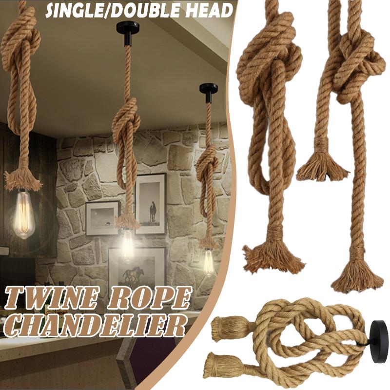 Винтажный Ретро Промышленный Лофт Держатель Пеньковой Веревки Потолочный Подвесной Светильник Лампа Кафе Ресторан Ретро Люстра