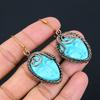 Natural Blue Cameo Face Gemstone Handmade Copper Wire Wrap Earring 2.36 E3e16
