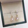 SHDIYAYUN S925 Pure Silver Needle Zircon Drop Design Natural Freshwater Pearl Earrings