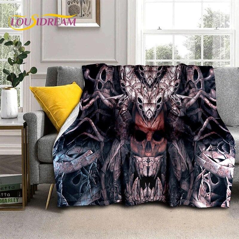 Horror Gothic Skull Ghost Cartoon Blanket,Soft Throw Blanket for Home Bedroom Bed Sofa Picnic Travel Office Cover Blanket Kids