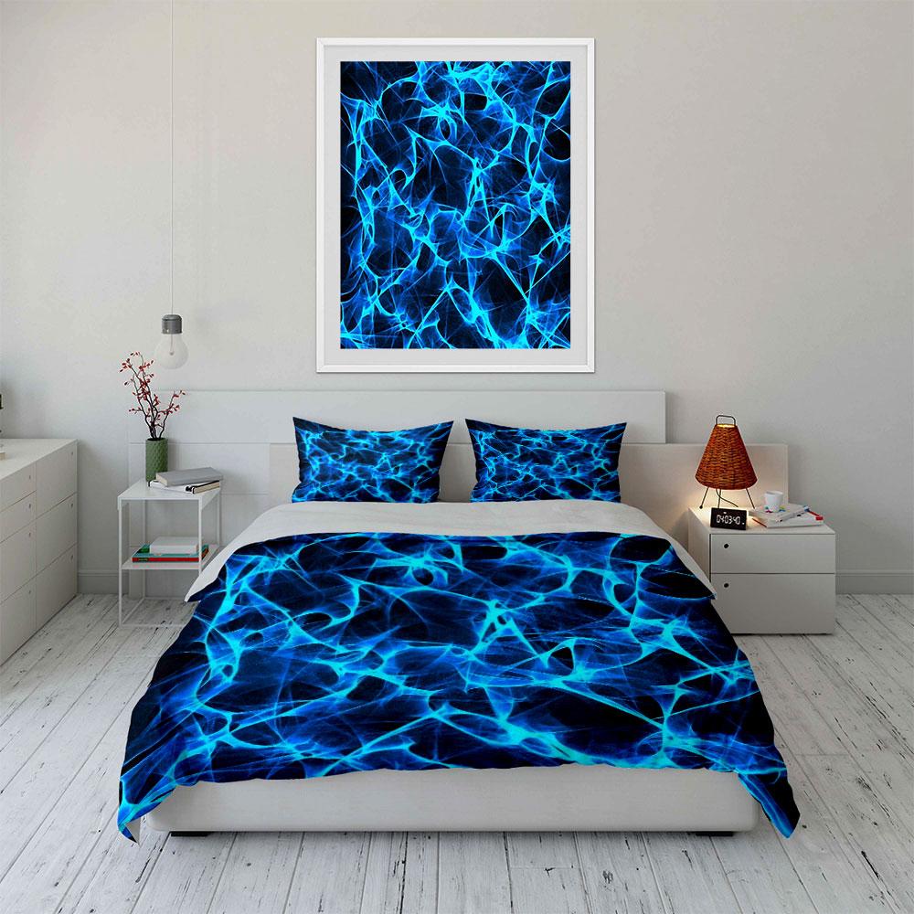 "Abstract Blue Art Set Decorations" Bedding Set with 1 Duvet Cover 2 Pillowcases Single Double King Queen, Gift