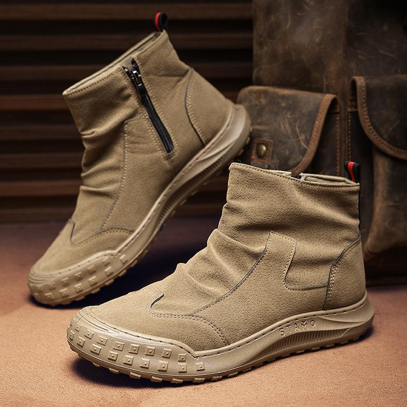 Boots men's autumn and winter new casual men's high-top shoes dirt-resistant waterproof Martin boots retro suede men's boots