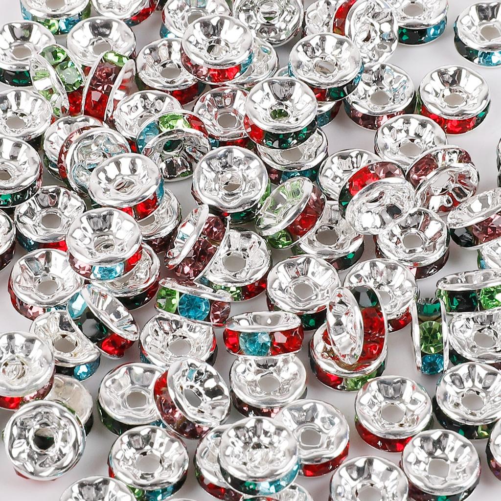 4/6/8/10 мм 50 шт./лот популярные инкрустированные цветные алмазные круговые сверла круглые разделительные бусины ювелирные аксессуары для изготовления ювелирных изделий браслет ювелирные аксессуары