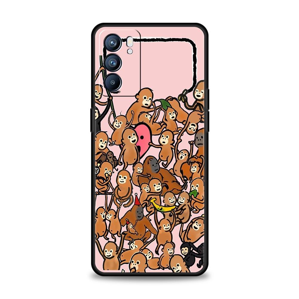 Чехол для телефона с обезьяной и бананом для Oppo A17 A31 A54 A57 A78 A79 A98 Find X5 X6 Reno 6 7 8 10 11 12 13 F Pro 5G Мягкий ТПУ Чехол Сумки