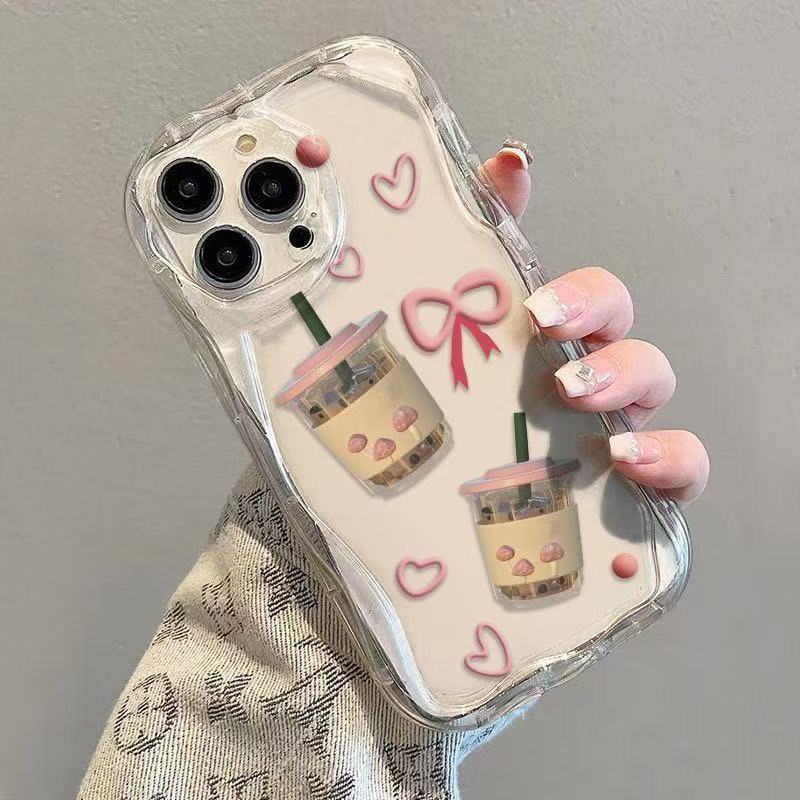 Новая выгодная цена для чехла на мобильный телефон iPhone16/14ProMax Apple 13/12/15 pro love milk tea