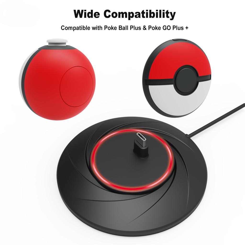 Charging Stand for New GO Plus + Pokémon Ball Accessories, Portable USB Dock Compatible with Poke-Ball & Go Plus+