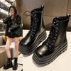 Fashion 2024 New Gothic Thick Sole Women's Ankle Boots Elegant Walking Comfortable Women's Shoes Thick Sole Boots