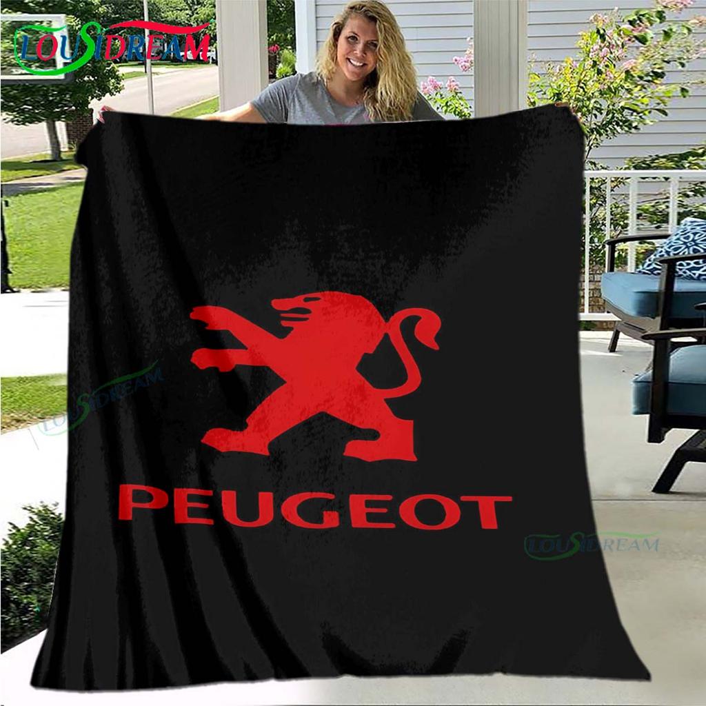 Fashion Car P-Peugeot Logo Blanket Flannel Throw Blanket For Home Bedroom Bed Sofa Picnic Office Hiking Leisure Nap Gift