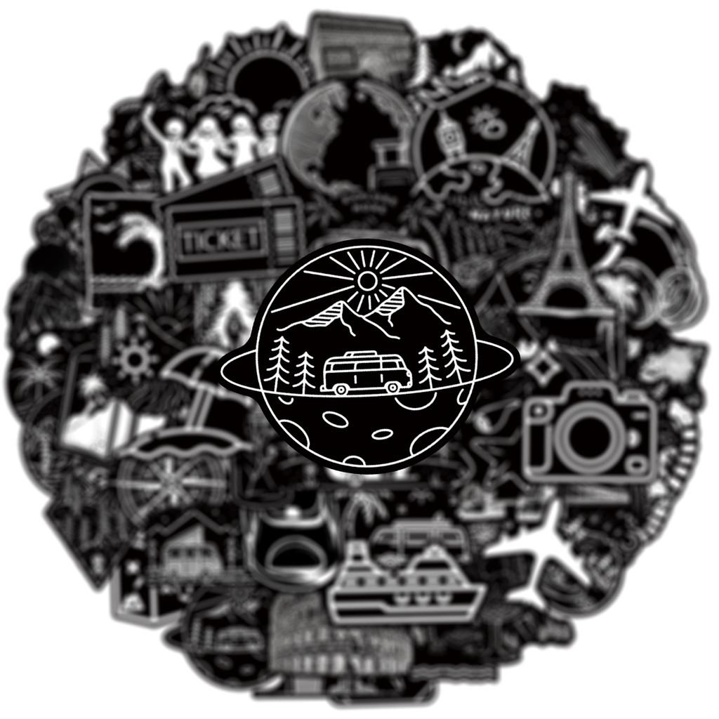 50 Pcs Black & White Outdoor Travel Stickers - Cool Stylish Graffiti Decals, Waterproof for Decor LanLanStickersWorld Store