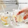 Kids Straw Cup With Lid And Handle Cute Glass Tumbler Baby Feeding Water Bottle Cartoon Glass Cup For Kids Drinkw