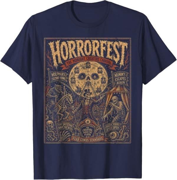 Vintage Halloween Horror Movie Poster Shirt Retro Horrorfest T-Shirt