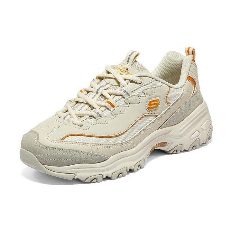 Skechers D'LITES Mocha Bear Женские Синтетическая кожа Замша Ткань Универсальные Повседневные Низкие Папины кроссовки Натуральный Оранжевый 896145-NTOR