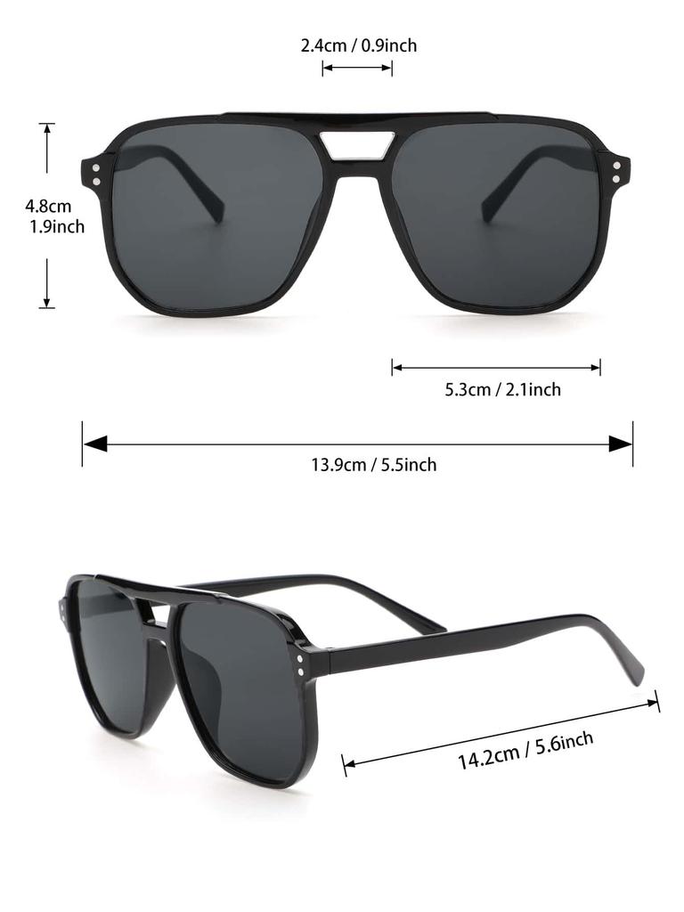 2PCS Men Shades Fashion Plastic Aviator Frame Women Sunglasses For Daily Life Eyewear Accessories.