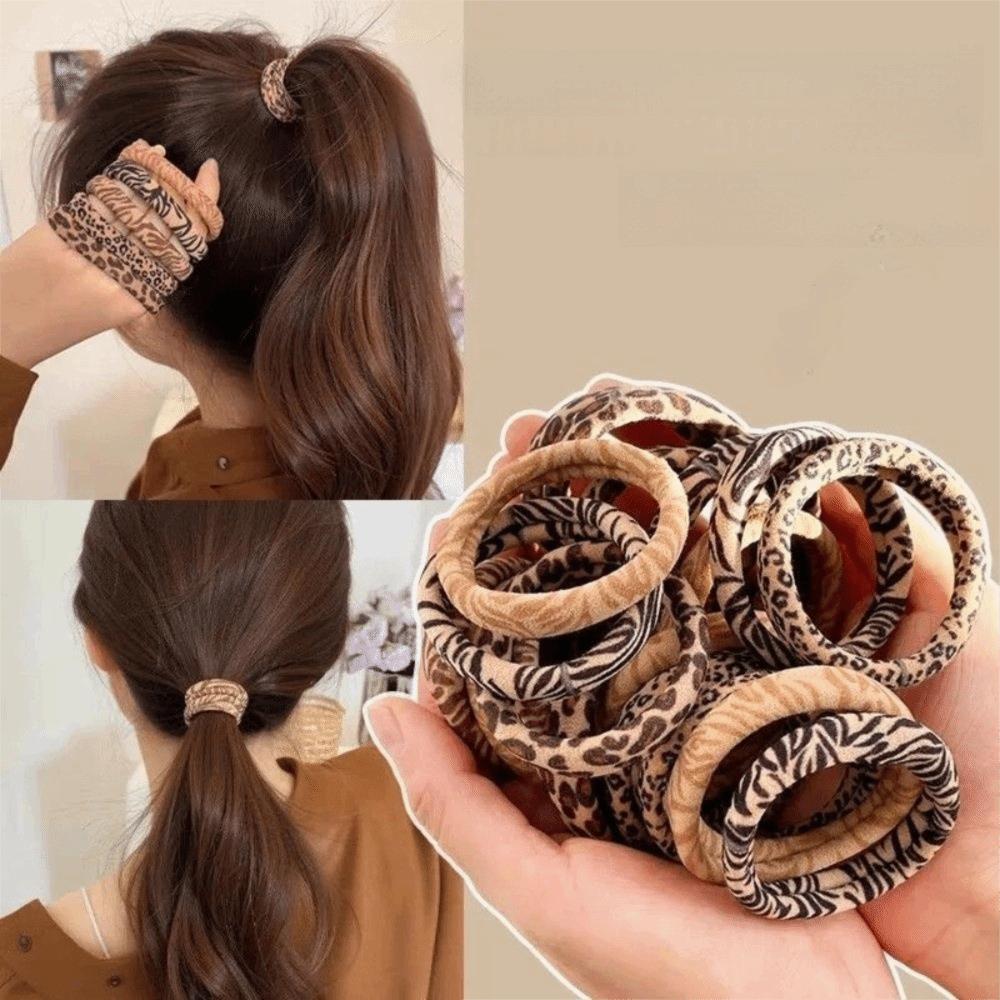 New High Elastic Hair Ties Soft Leopard Print Hair Band Ropes Non-Damage Rubber Bands Girls