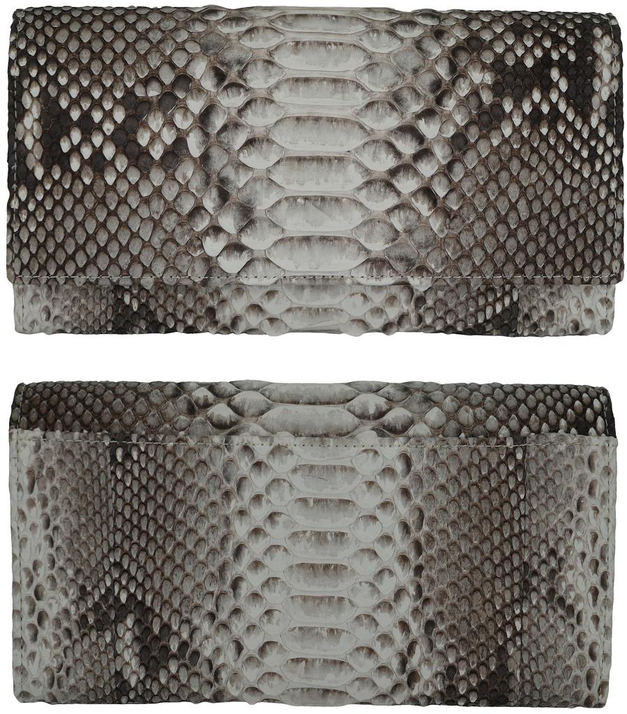Натуральный, подлинный кошелек-лонг из змеиной кожи для мужчин и женщин, изготовленный из цельного куска натуральной кожи. Особенности включают складной дизайн, клапан