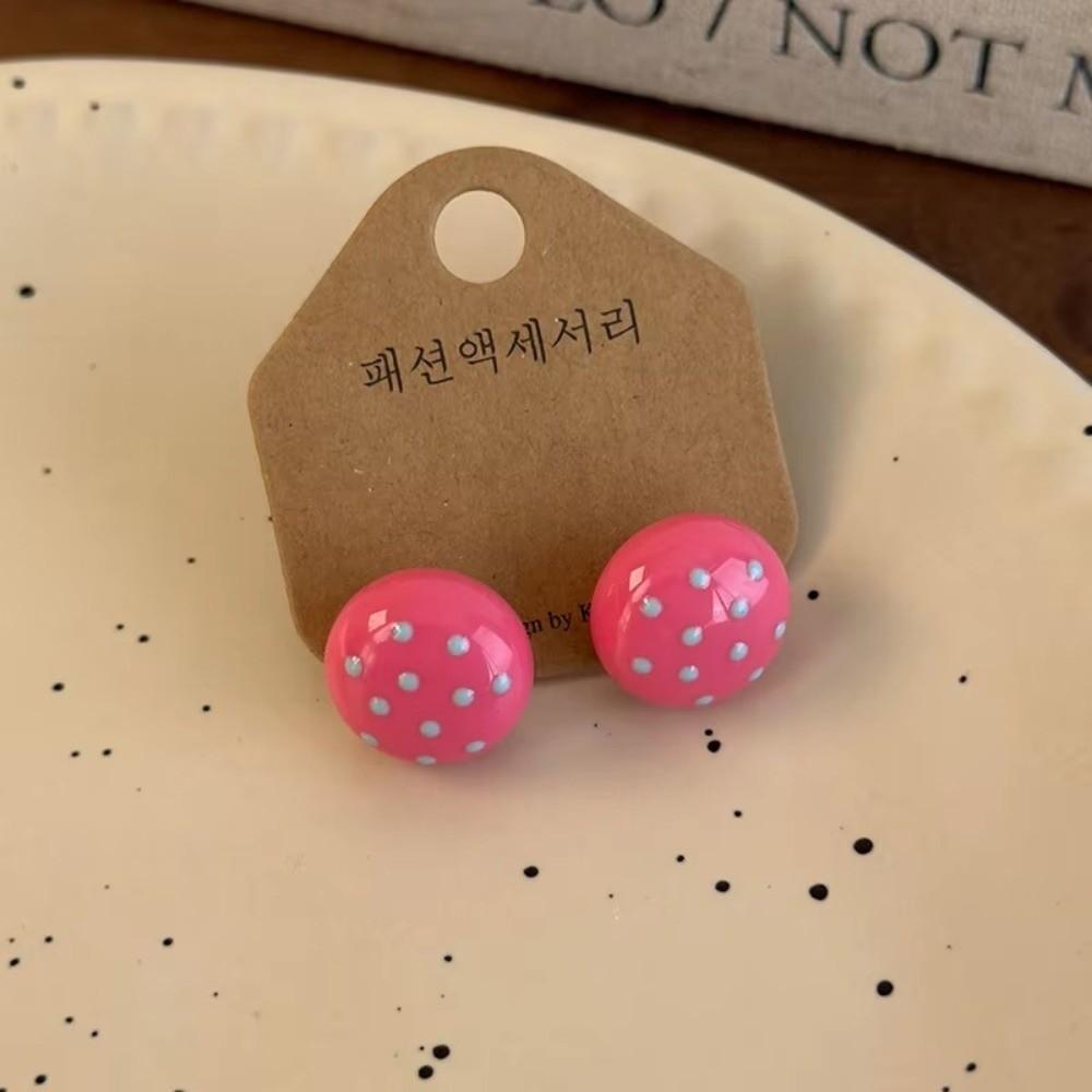 Flower Round Stud Earrings Temperament Jewelry Gift Elegant Polka Dot Earrings Party