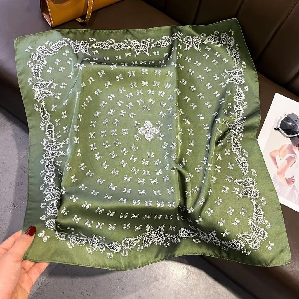 Square Scarf Female Hijab Headscarf Bandana Handkerchief Silk Scarves Woman Luxury Windproof Turban Headband Retro Bohemian