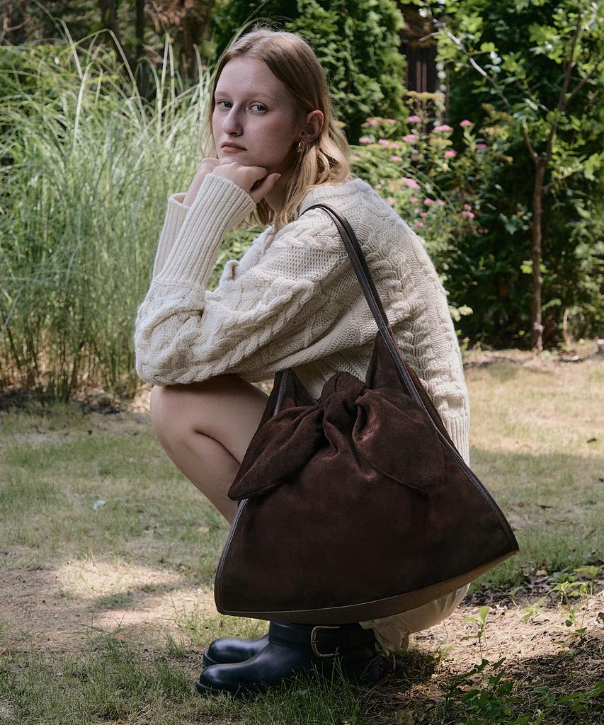 Roroanco Suede Ribbon Shopper / Brown