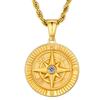 Coin Necklace Compass Pendant with French Rope Medal Gold Surgical Stainless Amulet Gift Box KRKC&CO 2.5mm Chain, Necklace, Plated, Steel,