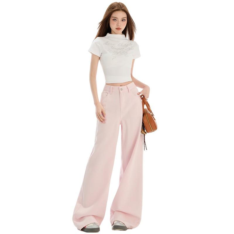 Womens High Waist Wide Leg Jeans Loose Fit Flowy Trousers