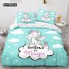 Unicorn Duvet Cover King Queen Cute White Cartoon Animal Bedding Set Children Boys Girl Western Fairy Tale Polyester Quilt Cover