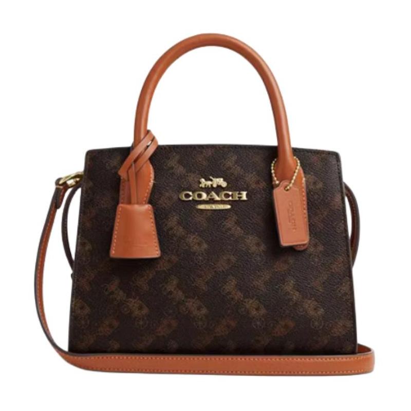 Coach ANDREA CARRYALL 22 сумка-тоут с принтом в виде узора «карета» из искусственной кожи, сумка через плечо, маленький размер, женская, цвет трюфеля
