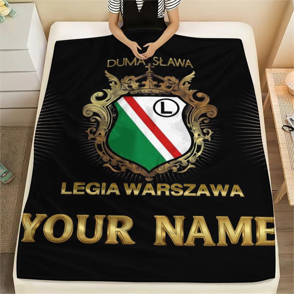 1 шт. Фланелевое одеяло с индивидуальным именем и узором Legia Warszawa, подходит для всех сезонов, для домашнего декора, тепло и комфорт, подарки, праздничный подарок