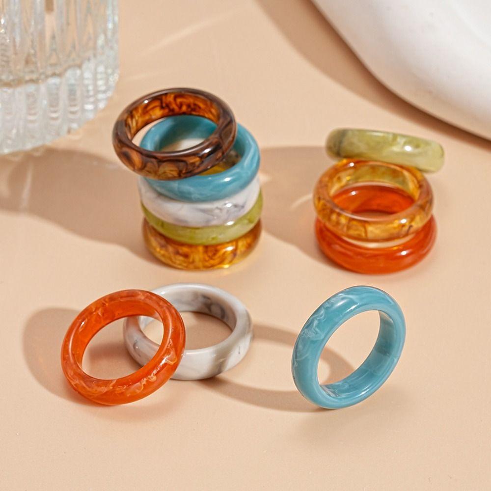 Korean Style Solid Resin Ring Dopamine Geometric Forefinger Ring Candy Color Finger Buckle Girl