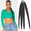 Synthetic Fiber Long Wrap Around Black Braids Ponytail Extensions with Rubber Band Ombre Brown Grey DIY Boxing Braids