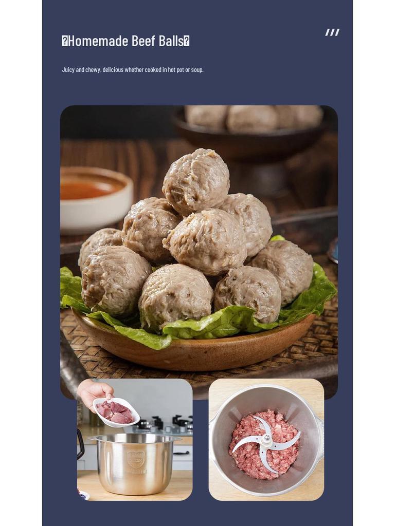 High-Power Multi-Functional Meat Grinder & Food Processor - Dough, Chili, Garlic, Ginger, Meat Paste