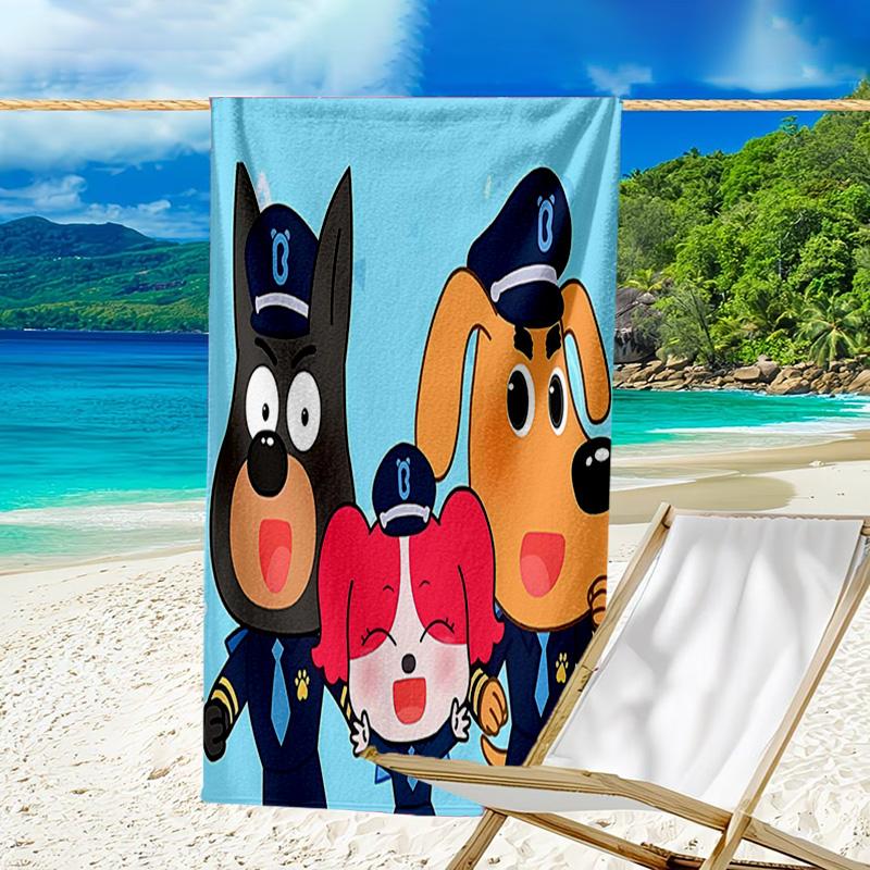 1pc Sheriff Labrador3 Beach Towel, Beach and Seaside Swimming Pool Equipment, Fashion Pattern, Rectangular, Travel Essentials