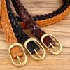 Pure Handmade Cowhide Woven Belt Leather Belt Simple Retro Belt Women