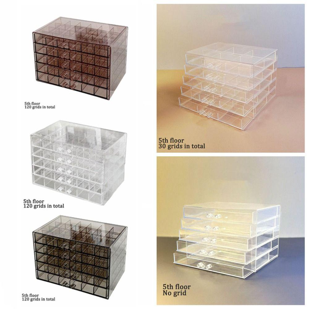120Grids Jewelry Storage Box Acrylic Nail Art Organizer Box Jewelry Transparent Box  Vanity