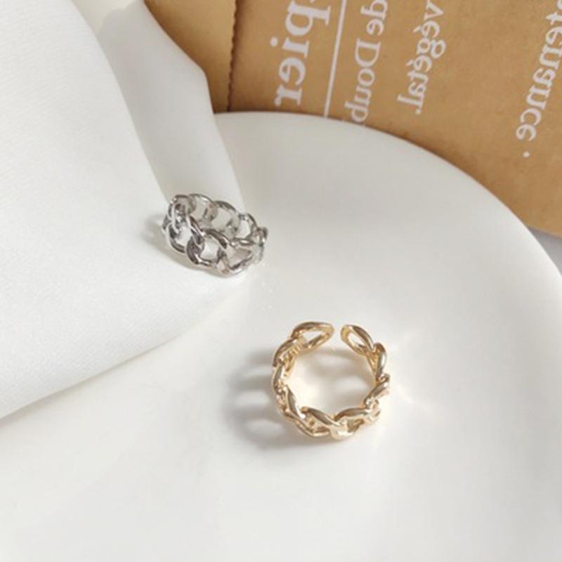 Винтажные серебряные золотые кольца для женщин с геометрическим узором в виде перекрученной цепочки на палец, регулируемые ювелирные изделия, подарок на вечеринку