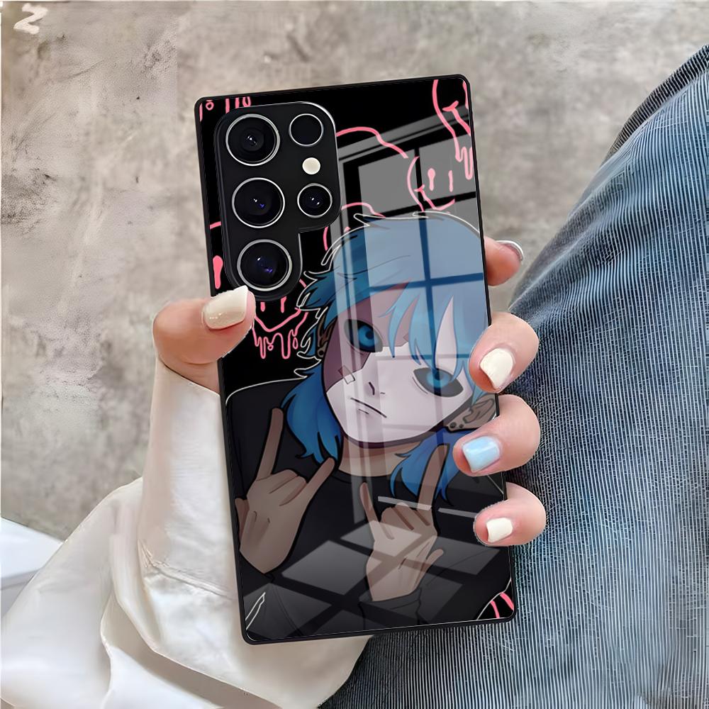Чехол для телефона S-Sally Face для Samsung A25 A13 A33 5G A54 A36 A35 A56 A52 A14 Ударопрочная стеклянная крышка