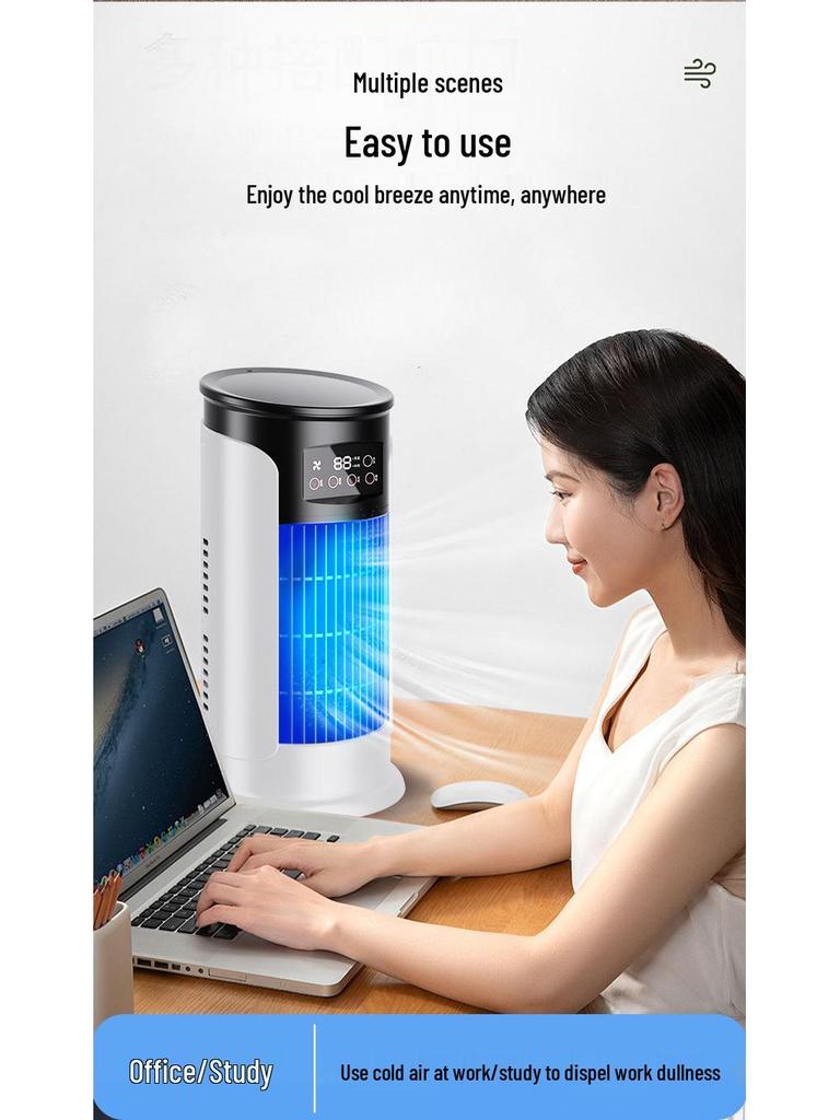 Portable USB Desktop Air Cooler & Humidifier - Silent Operation with Timer for Home & Office