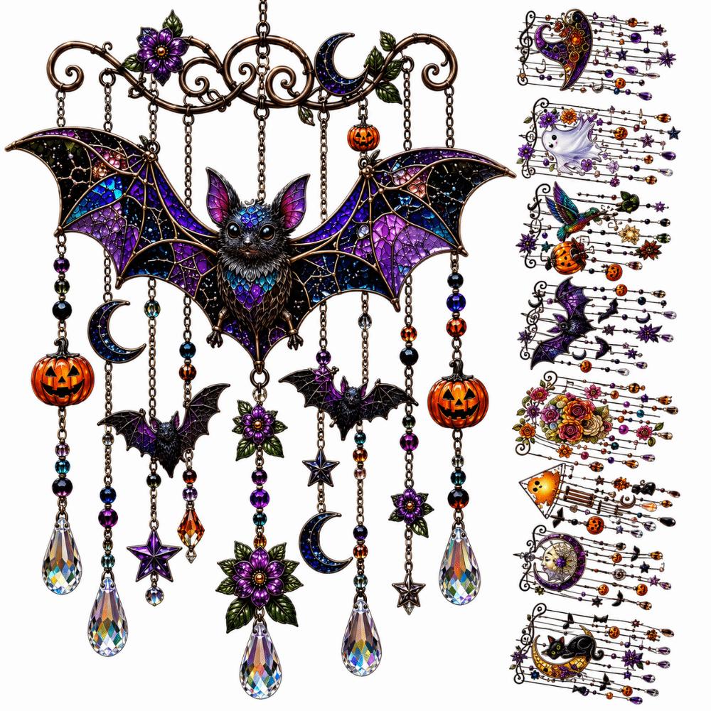 Dangling Strands Crystal Wind Chime Halloween Themed Wind Chime Suncatcher Wind Chime Door Display