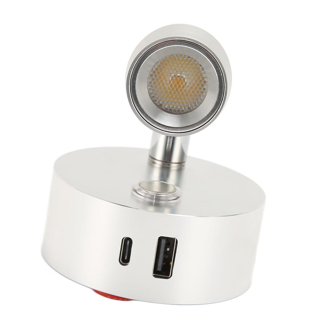 Лампа для чтения в автофургоне с портом USB Type C, синяя, ночная, 3-цветная, с регулировкой яркости, полированная