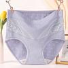 Lady Underpants High Waist Plus Slze Lace Trim Butt-covered Tummy Control Solid Color Elastic Panties Seamless Comfort Daily Sport Briefs