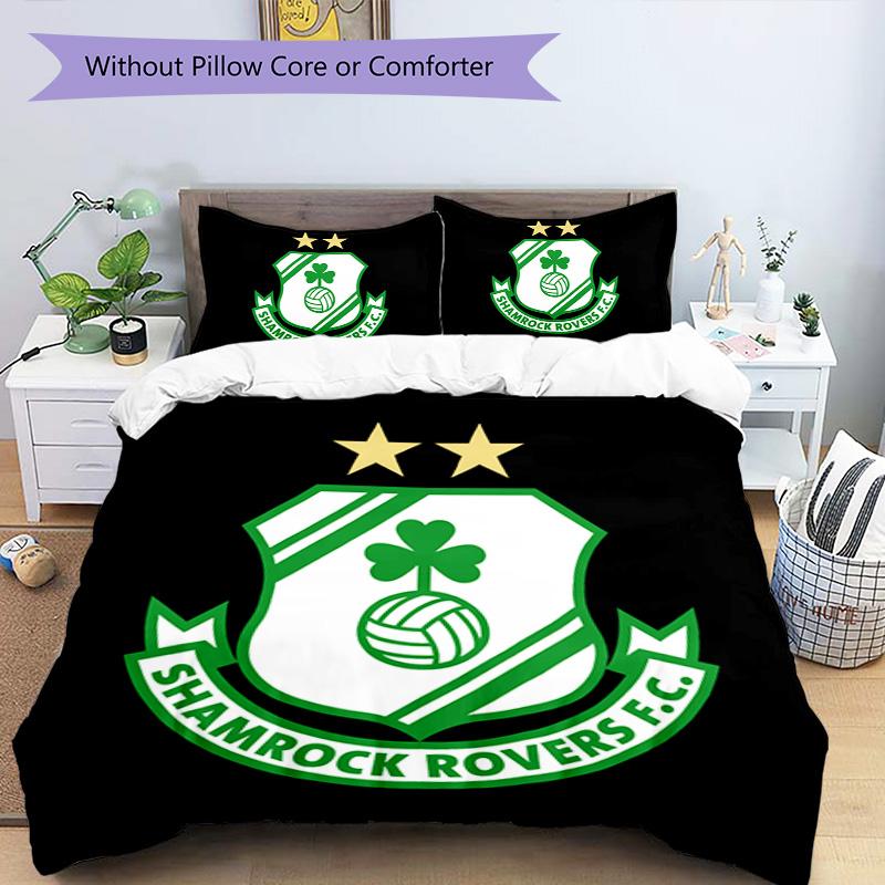 Shamrock Rovers Pattern Bedding,Quilt Set Quilt Cover Pillowcase Home Birthday Gift (1*duvet cover+2*pillowcase,without core)