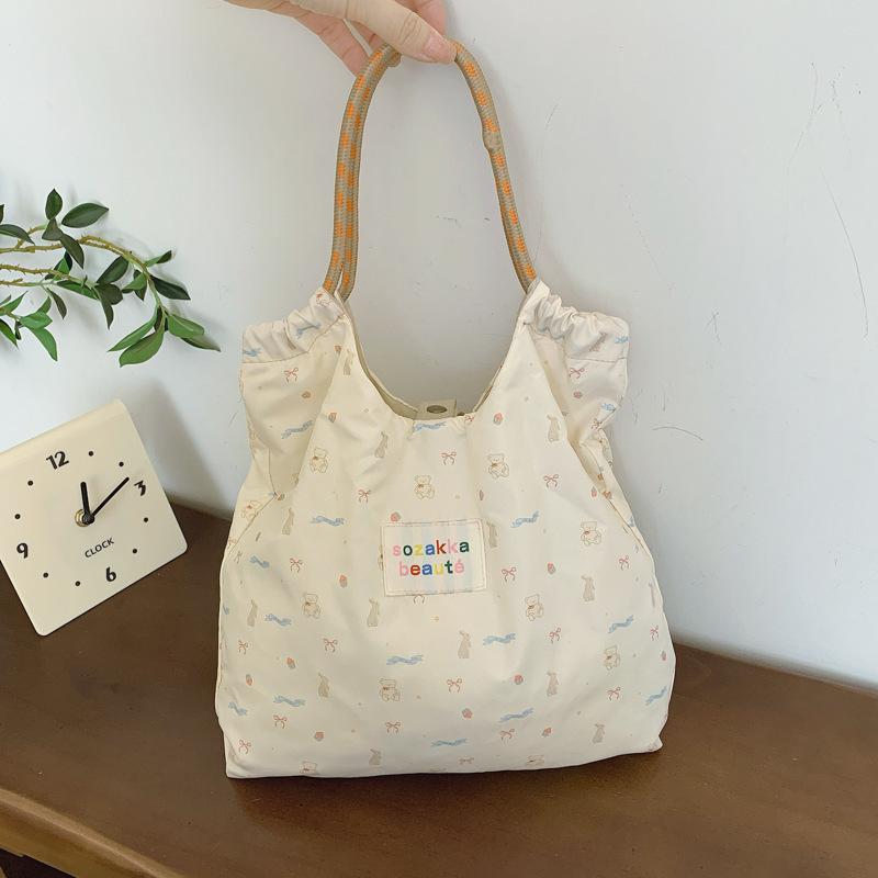 Японская милая мягкая студенческая сумка через плечо большой вместимости женская корейская версия маленькая свежая девушка с принтом портативная сумка для покупок