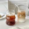 2 Glass Cups with Straws, Glass Coffee Cups, Transparent Water Cups, Suitable for Home and Office Use