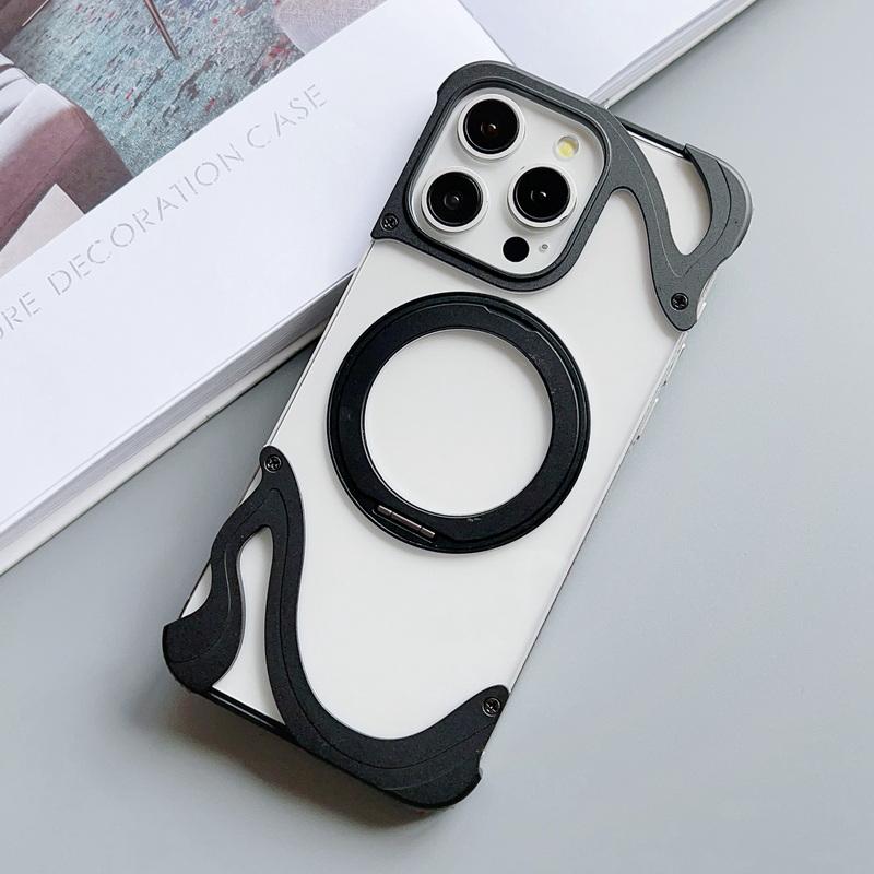 Роскошный безрамный чехол из алюминиевого сплава для iPhone 16 Pro 15 Pro Max для Magsafe, ударопрочный прозрачный чехол из ПК с жесткой магнитной задней крышкой