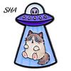 Metal Cat Brooch Enamel UFO Brooch, Aliens Ship Kitten Badge Pin, Lapel Pin Clothing Bag Scarves Hat Accessories for Men Women