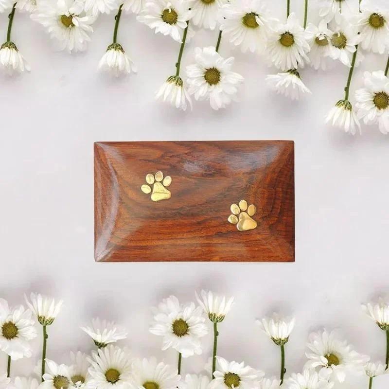 For Cat Dog Urns Footprint Memorial Wood Pet Ashes Box Cremation Forever Home Urns Small Dog Cremation Box for Ashes Box