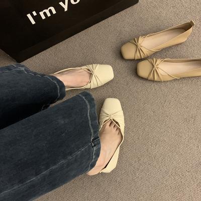 Туфли-лодочки с юбочным характером, с мелким вырезом, новые весенние 2024 года, квадратный носок, бант, толстый каблук, универсальные, французские женские туфли
