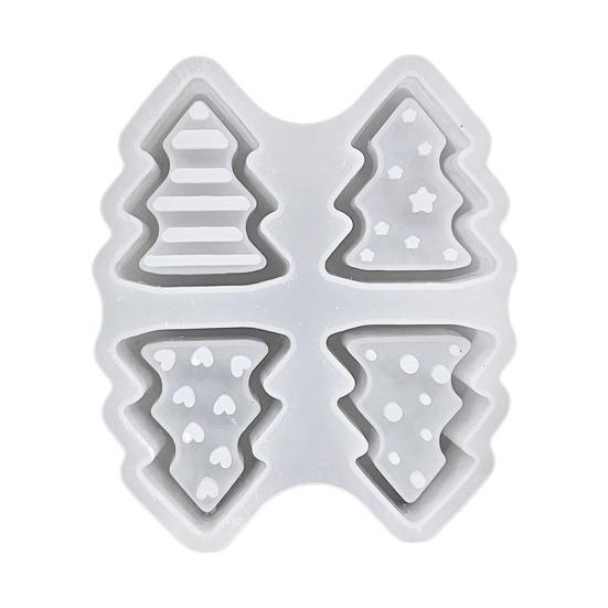 Christmas Tree Light Silicone Mold Handmade Xmas Tree Lamp Ornament Mold 4 Cavities Tree Crafts Epoxy Resin Gypsum Cement Casting Mold