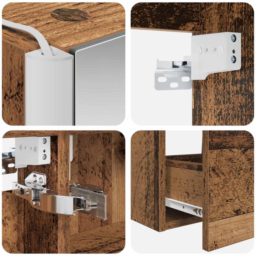 Bathroom Furniture Set 5 pcs Reclaimed Wood Engineered Wood and Glass