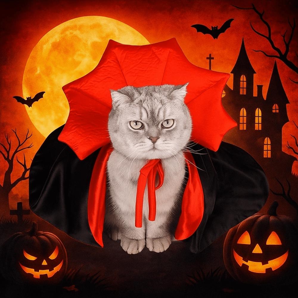 Stand-collar Halloween Pet Costume Comfortable Kitten Puppy Dress Cat Cosplay Cloak  Animal