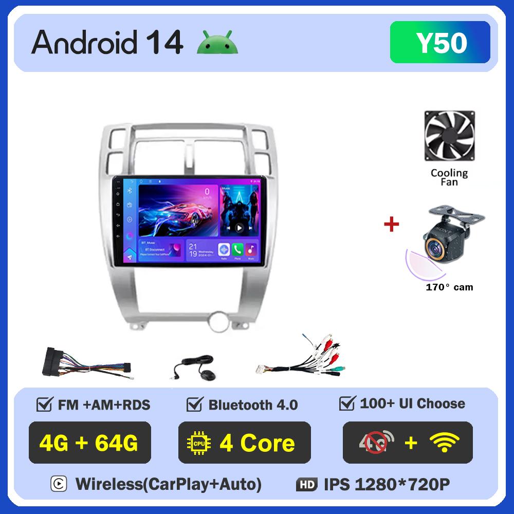 Автомагнитола Android 14 для Hyundai Tucson 1 2004 Carplay Auto Экран Беспроводной Android Auto Интеллектуальные Автомобильные Системы 5G Wi-Fi